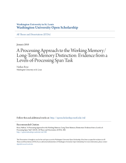 A Processing Approach to the Working Memory/Long