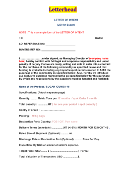 LOI for Sugar