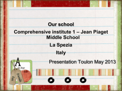 Our school Comprehensive institute 1 &ndash; Jean Piaget Middle