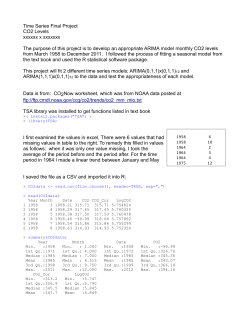 Time Series Final Project CO2 Levels xxxxxx x xxxxxxx The purpose
