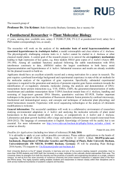 a Postdoctoral Researcher in Plant Molecular Biology