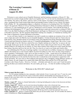 The Learning Community of Room 22 August 25, 2016