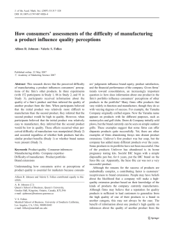 How consumers` assessments of the difficulty of manufacturing a