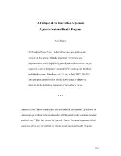 The Real Debate about National Health Programs