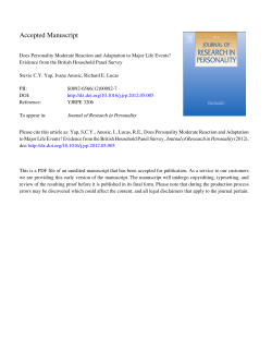 Does Personality Moderate Reaction and Adaptation to Major Life