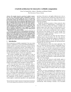 A hybrid architecture for interactive verifiable computation