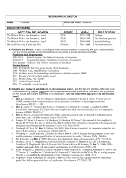 BIOGRAPHICAL SKETCH The Hebrew University, Jerusalem, Israel