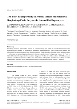 Tert-Butyl Hydroperoxide Selectively Inhibits Mitochondrial