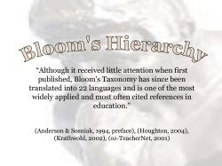 Dimension 1: Kind of Content to be Learned Factual Knowledge