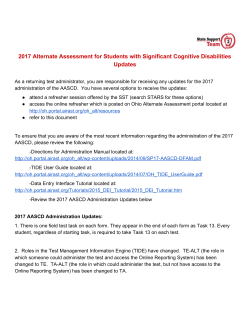 2017 Alternate Assessment for Students with Significant Cognitive