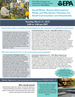 Small Water System Alternatives: Media and Membrane Filtration for