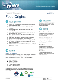 Teacher Resource Food Origins Discuss with another student the