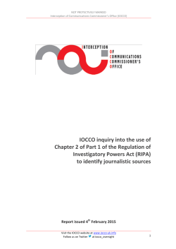 IOCCO inquiry into the use of Chapter 2 of Part 1 of the Regulation