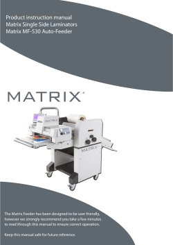 Product instruction manual Matrix Single Side Laminators Matrix MF