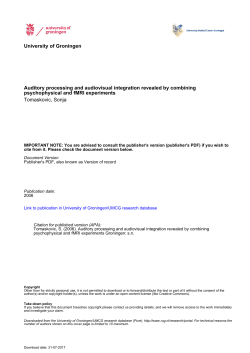 University of Groningen Auditory processing and audiovisual
