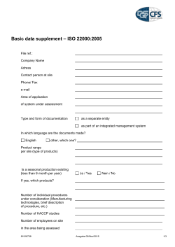 basic data suppl. / Erg&auml;nzung Basisdaten, ISO22000