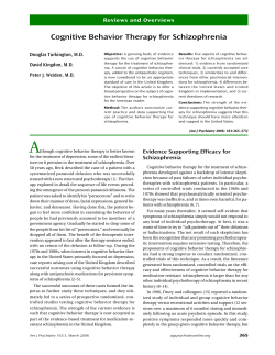Cognitive Behavior Therapy for Schizophrenia