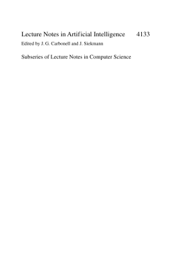 Lecture Notes in Artificial Intelligence 4133