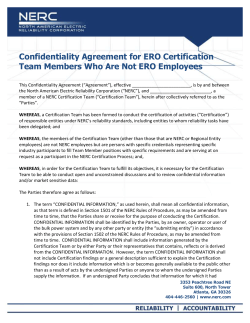 Confidentiality Agreement for ERO Certification Team