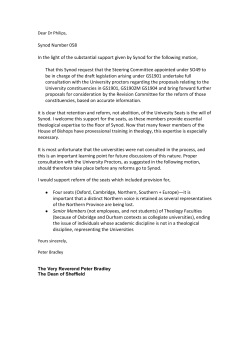 Synod Number 058 In the light of the substantial support given by