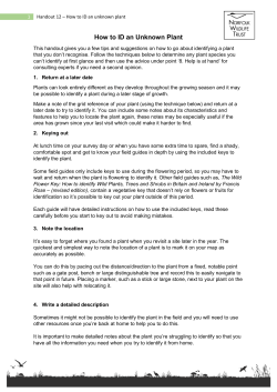 Handout 12 &ndash; How to ID an unknown plant