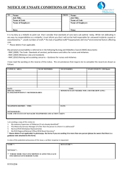 NOTICE OF UNSAFE CONDITIONS OF PRACTICE TO: Name