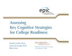 Assessing Key Cognitive Strategies for College Readiness