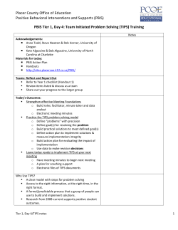 PBIS Tier 1, Day 4: Team Initiated Problem Solving (TIPS) Training