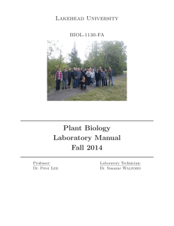 Plant Biology Laboratory Manual Fall 2014