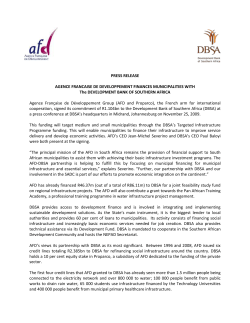 PRESS RELEASE AGENCE FRANCAISE DE DEVELOPPEMENT