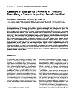 Alterations of Endogenous Cytokinins in Transgenic