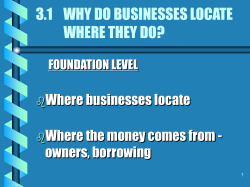 3.1 WHY DO BUSINESSES LOCATE WHERE THEY DO?