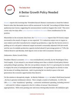 A Better Growth Policy Needed