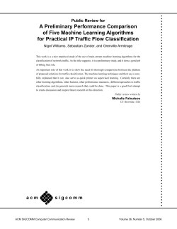 A Preliminary Performance Comparison of Five Machine Learning