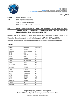 Team Announcement - Swimming South Africa