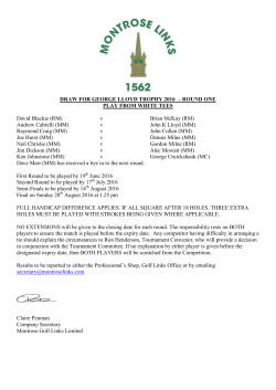 DRAW FOR GEORGE LLOYD TROPHY 2016 &ndash; ROUND ONE PLAY