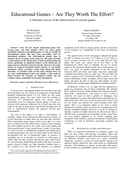 Educational Games&ndash;Are They Worth The Effort?