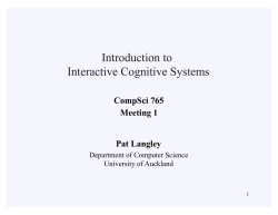 Introduction to Interactive Cognitive Systems