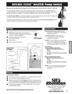 DOUBLE FLOAT&reg; MASTER Pump Switch