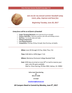 Join me for my annual summer baseball camp. Learn, play, improve