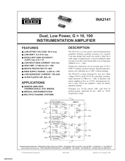 Dual, Low Power, G = 10, 100 Instrumentation