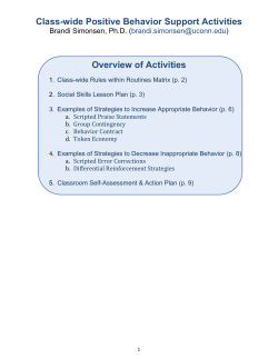 Class-wide Positive Behavior Support Activities
