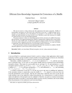 Efficient Zero-Knowledge Argument for Correctness of a Shuffle