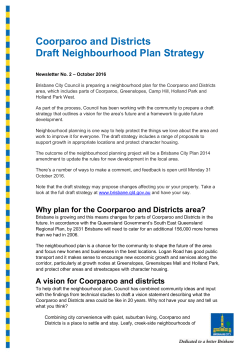 Coorparoo and Districts Neighbourhood Plan newsletter