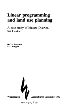 Linear programming and land use planning - Wageningen UR E