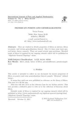 Filters on Posets and Generalizations