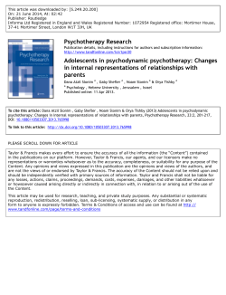 Psychotherapy Research Adolescents in psychodynamic