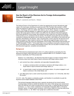 Has the Reach of the Sherman Act to Foreign Anticompetitive