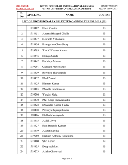 GET/BET 2017(3rd Cycle) - GITAM School of International Business