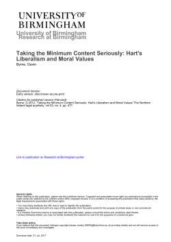 Hart`s Liberalism and Moral Values